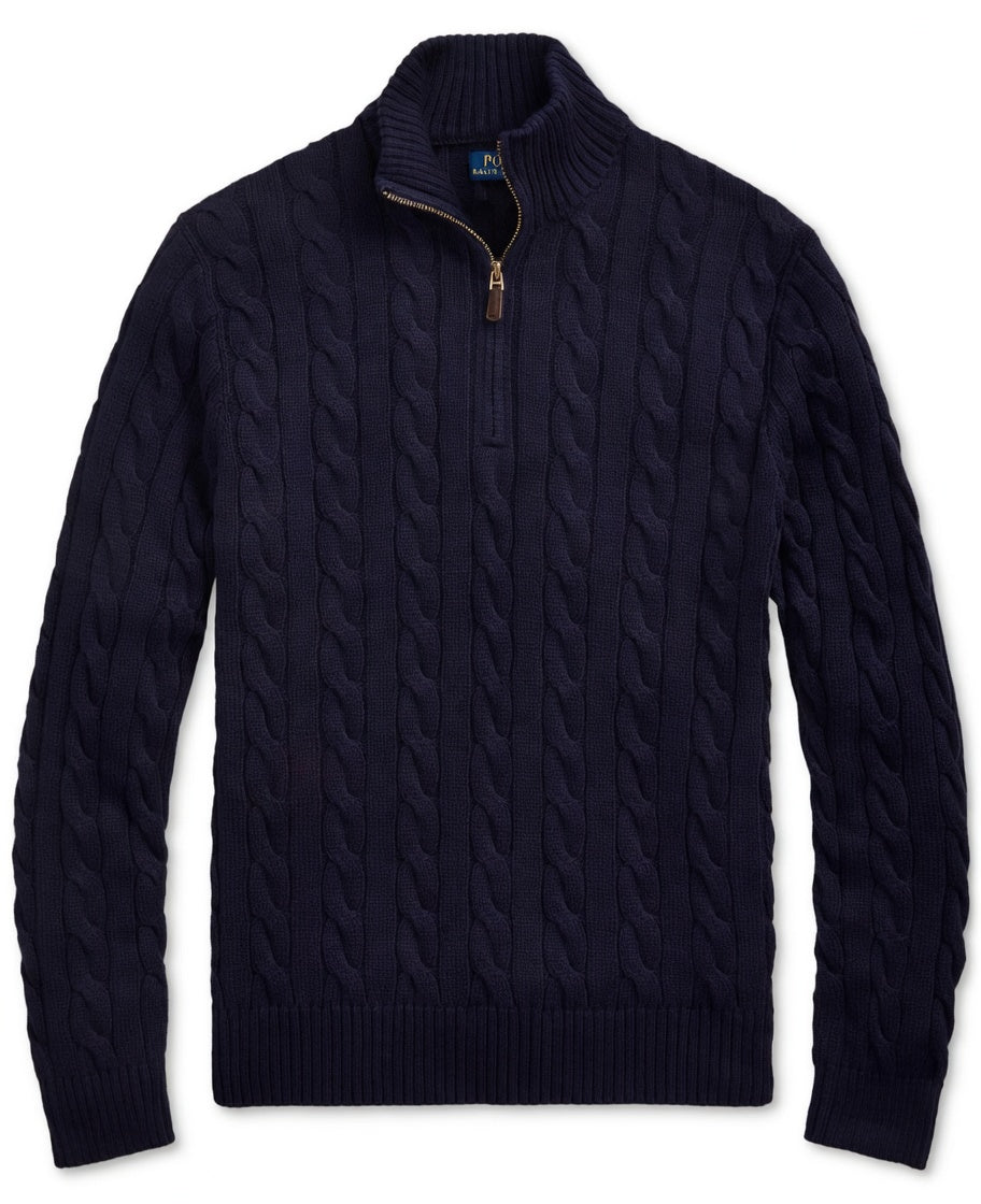 RL Half-Zip Cable-Knit Cotton Sweaters