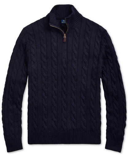 RL Half-Zip Cable-Knit Cotton Sweaters