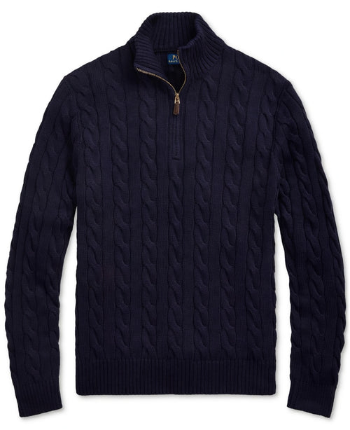 RL Half-Zip Cable-Knit Cotton Sweaters