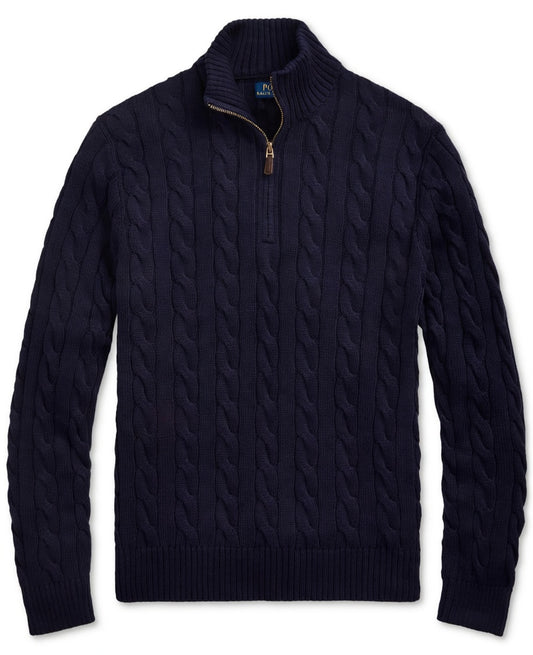 RL Half-Zip Cable-Knit Cotton Sweaters