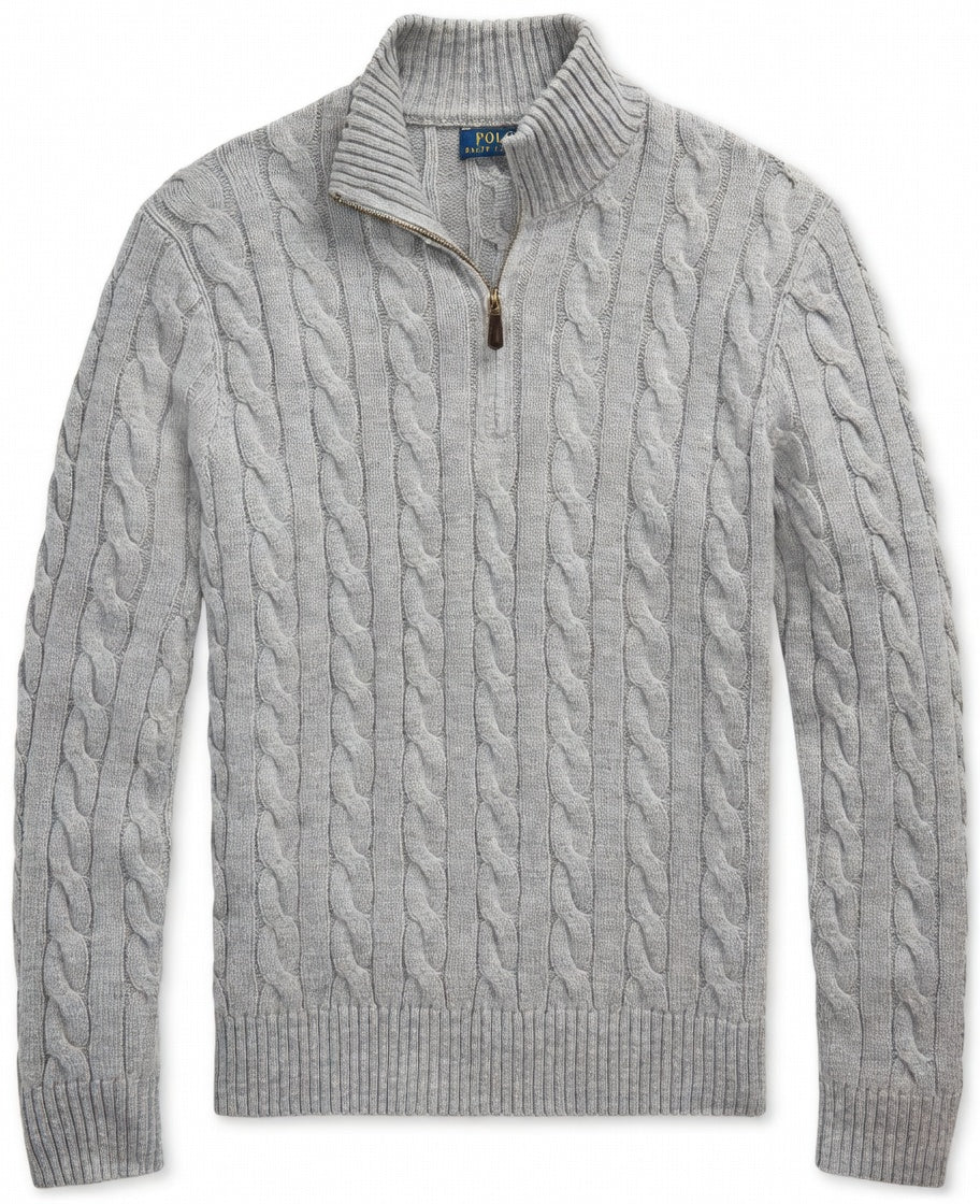 RL Half-Zip Cable-Knit Cotton Sweaters