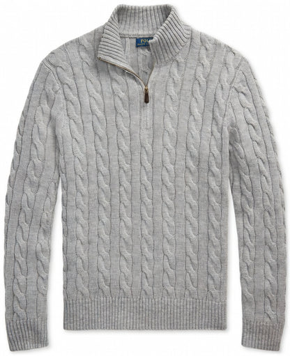 RL Half-Zip Cable-Knit Cotton Sweaters