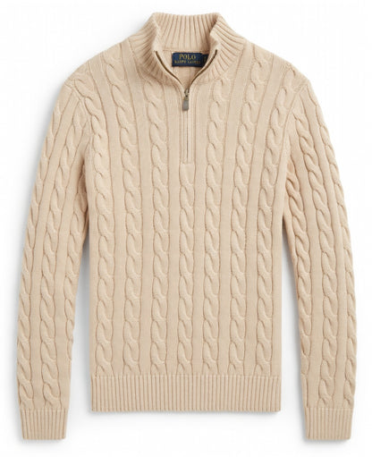 RL Half-Zip Cable-Knit Cotton Sweaters