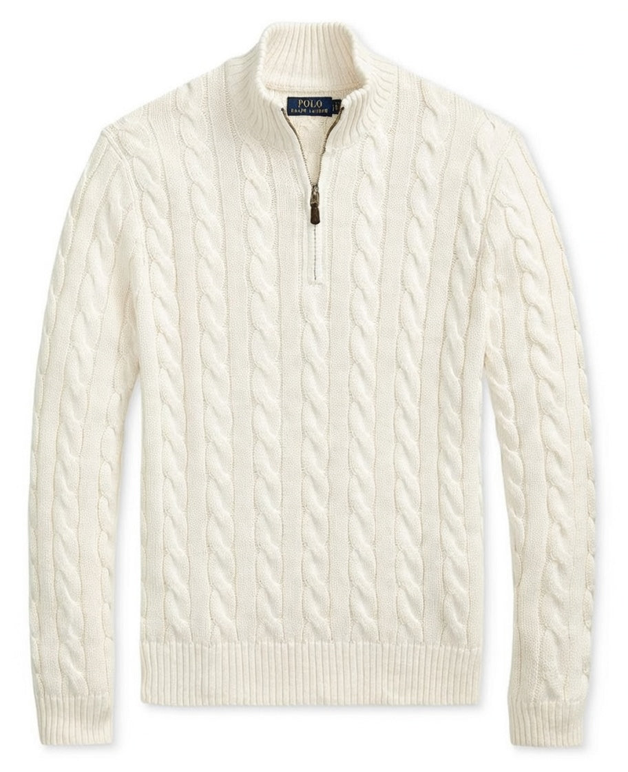 RL Half-Zip Cable-Knit Cotton Sweaters