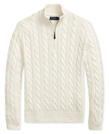 RL Half-Zip Cable-Knit Cotton Sweaters