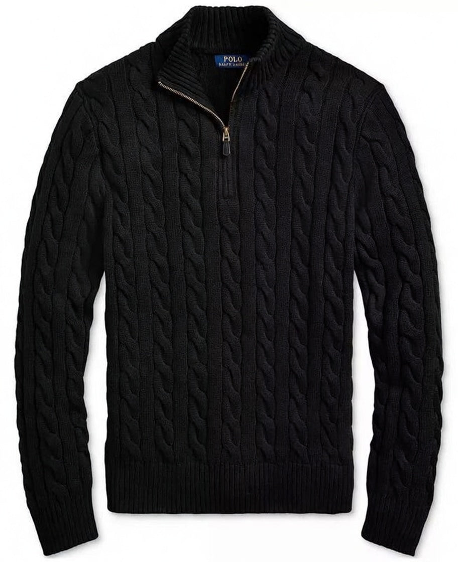 RL Half-Zip Cable-Knit Cotton Sweaters