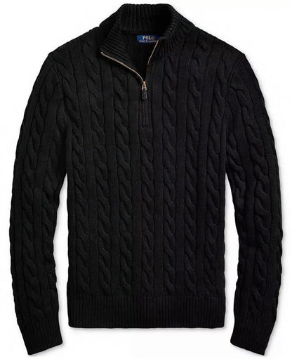 RL Half-Zip Cable-Knit Cotton Sweaters